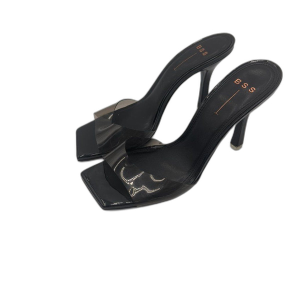 Black Suede Studio Pump in PVC/Patent with leather lining, Padded Footbed Sz 40. - Picture 2 of 8